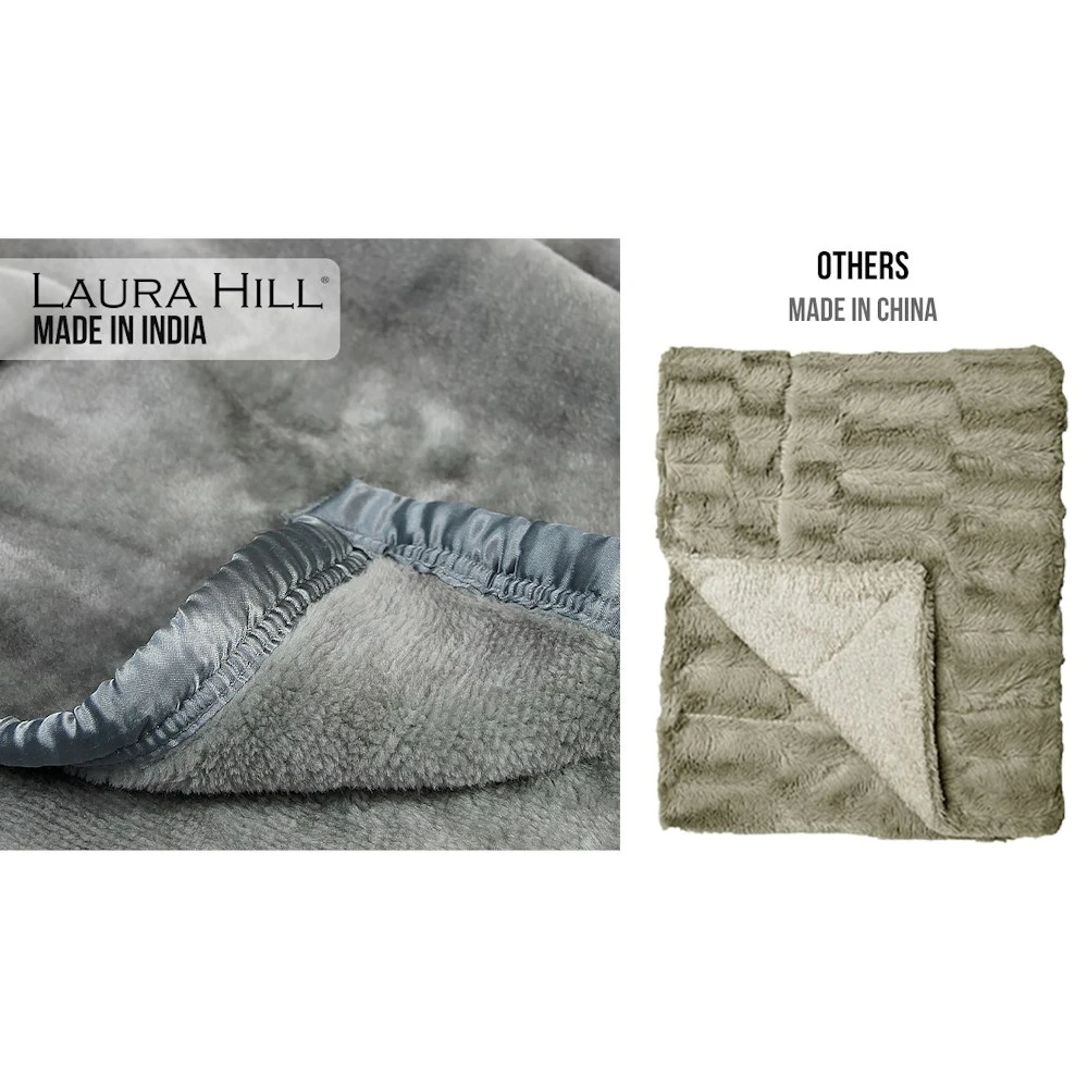 Laura Hill Faux Mink Blanket 800GSM Heavy Double-Sided - Silver 5 Laura Hill Faux Mink Blanket 800GSM Heavy Double-Sided - Silver - Image 3