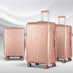 Wanderlite 3pc Luggage Trolley Suitcase Sets Hard Case Pink