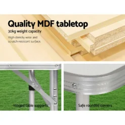 Weisshorn Folding Camping Table Portable Picnic Outdoor Garden BBQ Aluminum Desk Adjustable Height -AU Camping Equipment Sales rYKXpUota4YI2XDqwo bChh1M