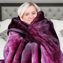 Laura Hill 600GSM Large Double-Sided Faux Mink Blanket - Purple -AU Camping Equipment Sales rznI6KHoU6Pelh52iECxtA54