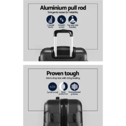 Wanderlite 3pc Luggage Travel Sets Suitcase Trolley TSA Lock Bonus Black -AU Camping Equipment Sales t1R7hTQ5RvXhpmBIsC4 XM0lc