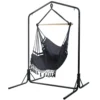 Gardeon Hammock Chair With Stand Outdoor Swing Hanging Bed Tassel Grey
