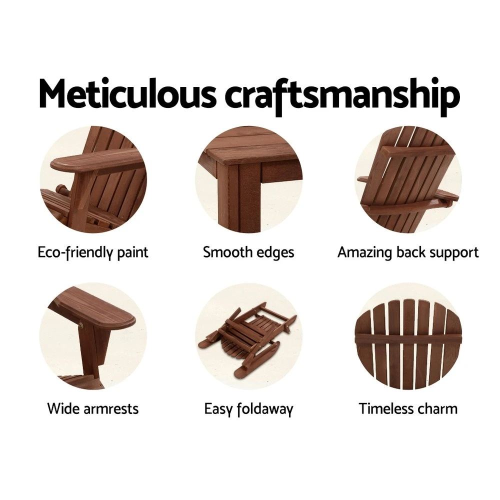 Gardeon Outdoor Chair Folding Beach Camping Chairs Table Set Wooden Adirondack Lounge Garden 7 Gardeon Outdoor Chair Folding Beach Camping Chairs Table Set Wooden Adirondack Lounge Garden - Image 5