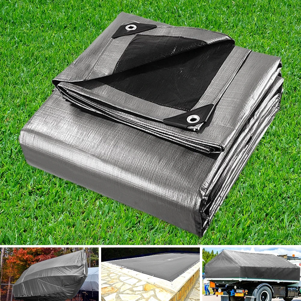 Instahut 3.6x7.3m Tarp Camping Tarps Poly Tarpaulin Heavy Duty Cover 180gsm Silver 9 Instahut 3.6x7.3m Tarp Camping Tarps Poly Tarpaulin Heavy Duty Cover 180gsm Silver - Image 7