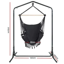Gardeon Hammock Chair With Stand Outdoor Swing Hanging Bed Tassel Grey 11 Gardeon Hammock Chair With Stand Outdoor Swing Hanging Bed Tassel Grey -AU Camping Equipment Sales xITyiaDHYpKZUKABdqUeCXLvo