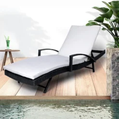 Levede Sun Lounger Wicker Lounge Outdoor Furniture Garden Patio Bed Cushion Pool -AU Camping Equipment Sales xwBd8mbY446zyYoJ2OGOBEhOg