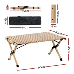 Gardeon Outdoor Camping Table Wooden Egg Roll Folding Picnic Desk 90CM -AU Camping Equipment Sales y4KPNtBbAuz9lWog64RMTX2 M