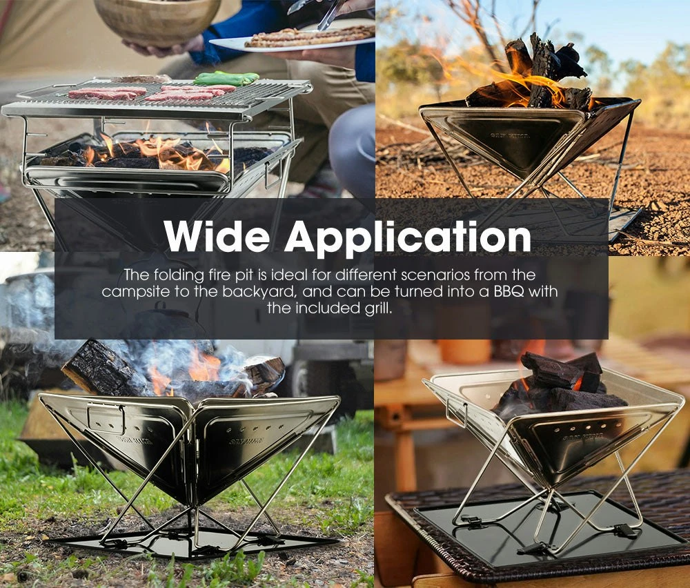 San Hima Portable Fire Pit Large Size Folding Stainless Stell BBQ Grill Outdoor 11 San Hima Portable Fire Pit Large Size Folding Stainless Stell BBQ Grill Outdoor - Image 9