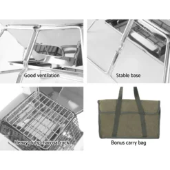 Grillz Camping Fire Pit BBQ 2-in-1 Grill Smoker Outdoor Portable Stainless Steel -AU Camping Equipment Sales zSd0JAOMujhLY XGOpJHuOcTc