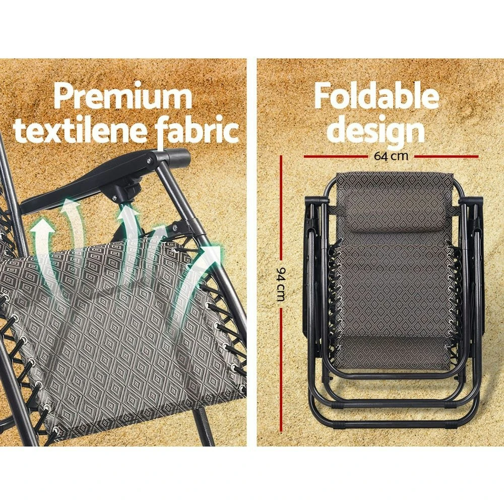 Gardeon Zero Gravity Recliner Chairs Outdoor Sun Lounge Beach Chair Camping - Beige 8 Gardeon Zero Gravity Recliner Chairs Outdoor Sun Lounge Beach Chair Camping - Beige - Image 6